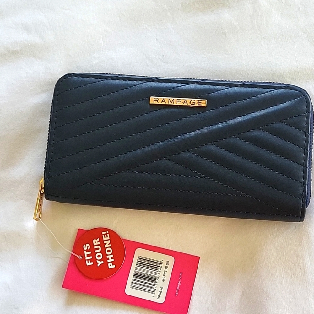 Rampage faux leather wallet, navy blue, NWT